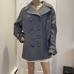 Miss Sixty- Wool Pea Coat - Color Grey/Gray. Double breast Buttons. Size 2x